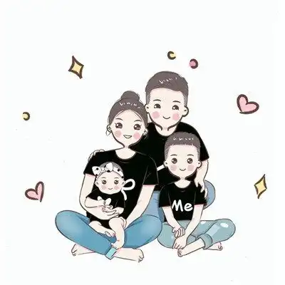  2023一家四口亲子家庭微信头像