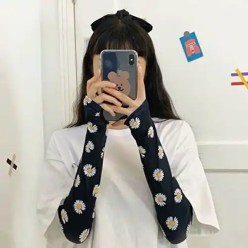  泫雅风冰袖防晒女学生韩版夏季防晒防紫外线袖套百搭护臂防晒手套