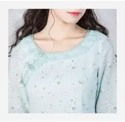  烟花烫2019春新款女装气质修身印花七分袖套头衬衫上衣芳苑