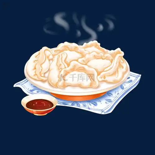  春节除夕年夜饭饺子醋碟花布节日美食组合素材图片免费下载千库网