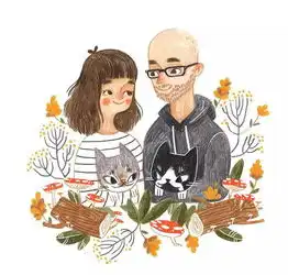  手绘插画素材森系少女笔下的彩铅童趣世界