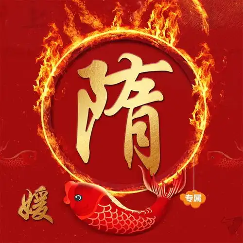  火焰红金喜庆姓氏头像,锦鲤相伴,愿你好运常在