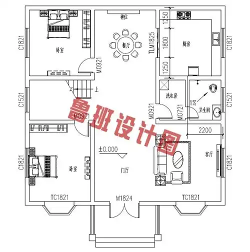  简洁大方三层农村别墅设计图,1214米,布局挑不出毛病