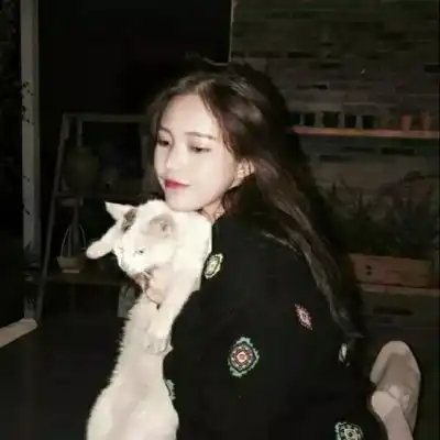  阿萌猫和少女女生单人头像
