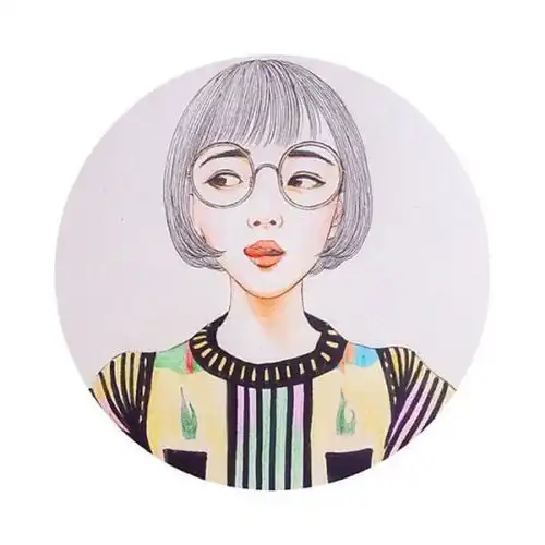 手绘头像女剪刀手