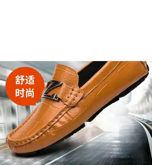  豆豆鞋男2021夏季新款韩版套脚牛皮懒人鞋子英伦真皮鞋休闲皮鞋子