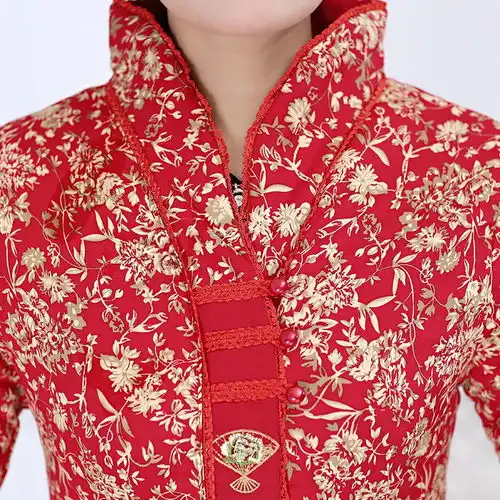 中老年秋季薄款棉衣女2020新款妈妈秋冬装唐装花袄子棉服保暖