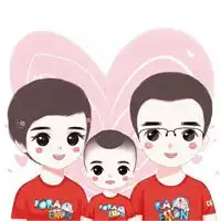  二胎全家福微信头像卡通q版二胎家庭头像