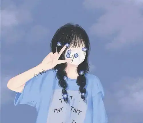女生头像戴口罩 冷酷解