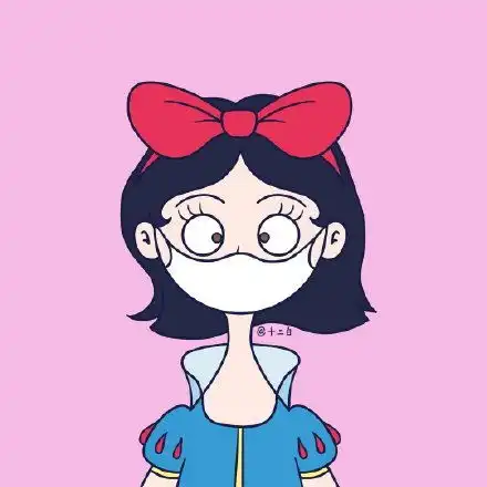 戴口罩头像女生手绘开会