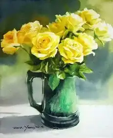  5位画家的近百张张水彩花卉作品,拿走