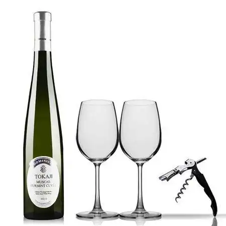  送红酒杯匈牙利原瓶进口红酒潘诺托卡伊半甜白葡萄酒500ml