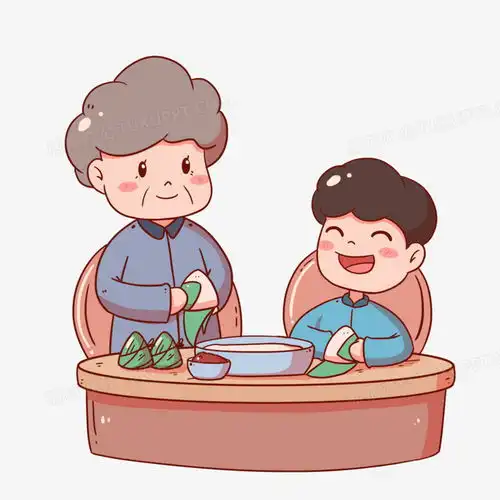  端午节奶奶和孙子包粽子场景元素png图片素材免费下载粽子png30003000像素熊猫办公