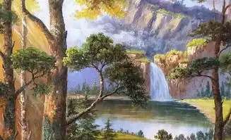  2018唯美风景瀑布油画风景玄关画大挂画图片设计素材高清模板下载1.18mb森林风景装饰画大全