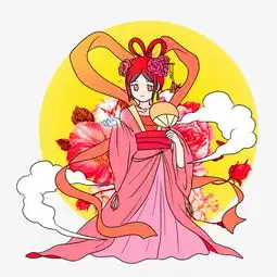  月光牡丹花下中国风q版卡通美女人物图片素材其他格式下载动漫人物大全