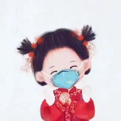 戴口罩头像女生手绘情侣