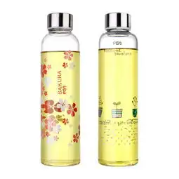  富光玻璃杯透明带盖水瓶可爱花茶杯男女士水杯创意便携杯子