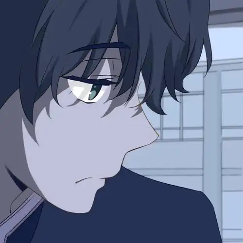 男生动漫头像夕阳侧脸
