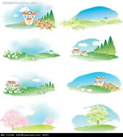  乡村美景鲜花小树手绘背景画ai素材免费下载红动网
