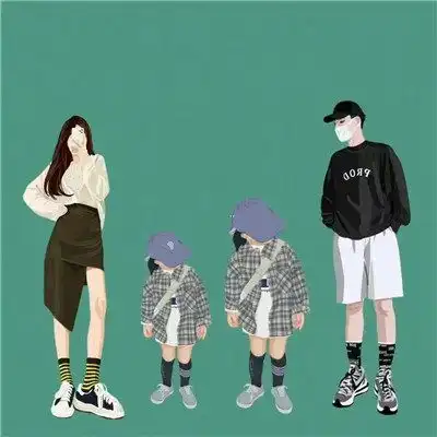  2023一家四口亲子家庭微信头像