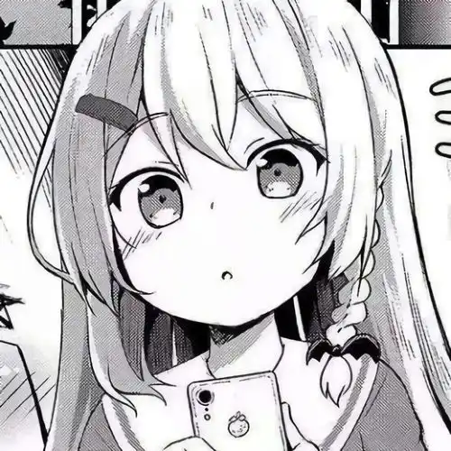  卡通头像漫画风女生头像,黑白动漫头像