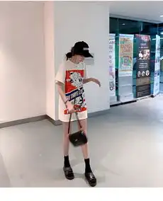  春夏ins网红抖音潮牌卡通小猪印花宽松短袖t恤上衣薄女p50中纺服饰v10四季星座网