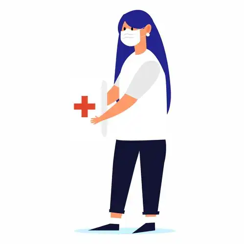  创意戴口罩拿医疗箱白衣女子