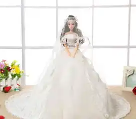  大拖尾婚纱芭比娃娃3d公主女孩玩具人偶生日情侣抖音礼物旺季热销