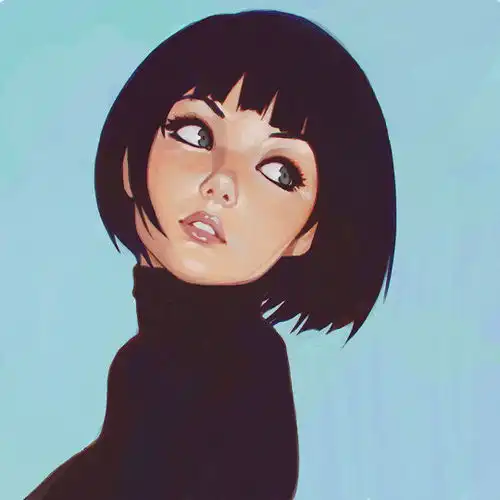  短发女生手绘