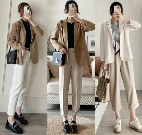  西服裙子,西服九分裤,今年春季职场这么穿,优雅大方又时髦