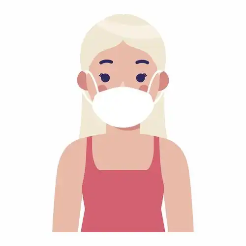  卡通手绘创意戴口罩白皮肤女子