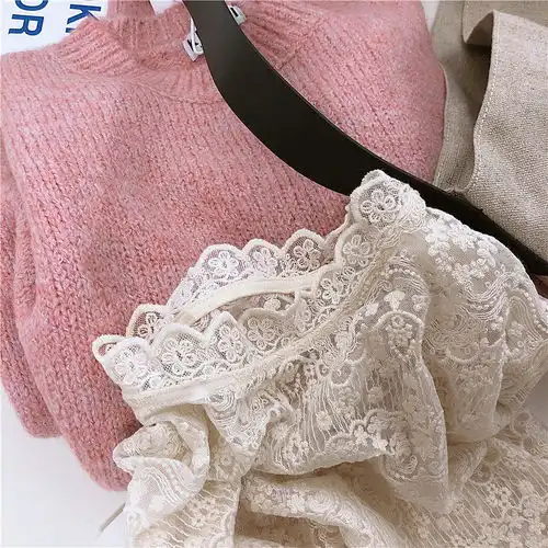  2019新款细节满满精致小立领蕾丝钩花衬衫衬衣女内搭伴侣打底衫