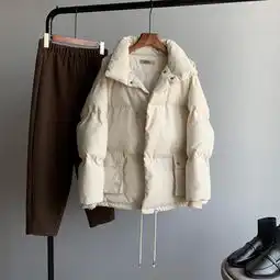  施悦名2019冬季新款棉服女短款韩版外套花宽松绑带面包服棉衣a