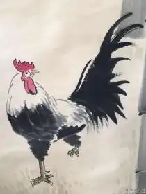  名家名人金鸡报晓竹子图老字画国画古董古玩老货收藏