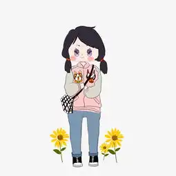 秋日穿搭浅色卡通女孩插画图片素材其他格式下载动漫人物大全