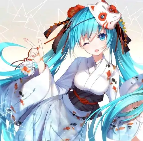  动漫女头一组蓝色系的初音未来头像