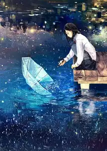  手绘雨伞和你