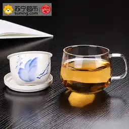  艺宏堂耐热玻璃杯手绘陶瓷内胆过滤茶杯透明水杯子办公泡茶杯中国风陶瓷杯子图片大全邮乐官方网站