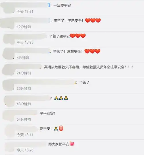  西藏林芝突发森林火灾平安二字写满中国消防微博评论区