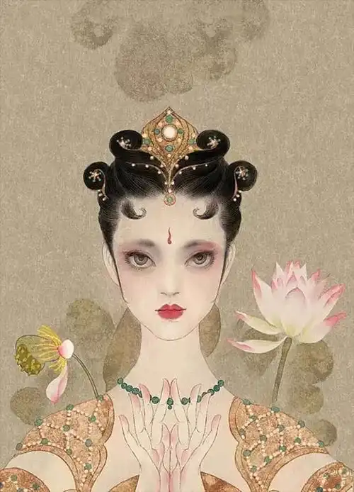  古典美人手绘她把词牌名画成美人每张都美得动人心弦